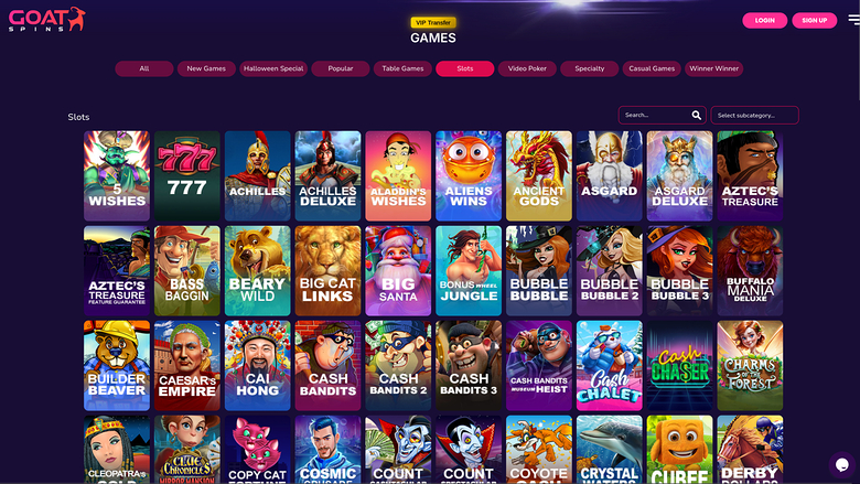 Goat Spins Casino Desktop Games