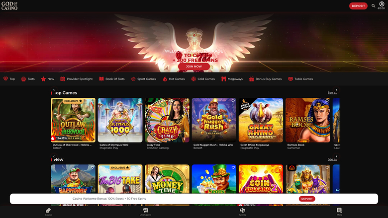 God Of Casino Desktop Homepage