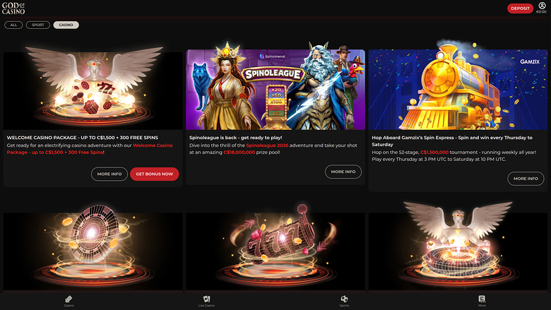God Of Casino Desktop Promotions