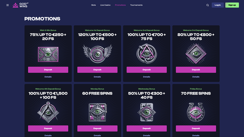 God of Wins Casino Desktop Promotions