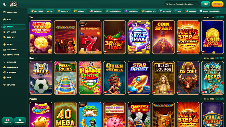GoKong Casino Desktop games
