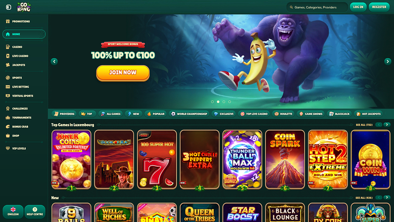 GoKong Casino Desktop Homepage