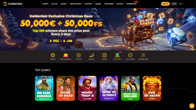 GoldenBet Casino Desktop Homepage