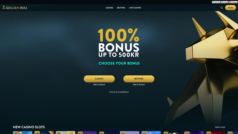 Golden Bull Casino Desktop Homepage