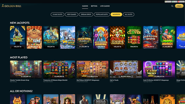 Golden Bull Casino Desktop Jackpot