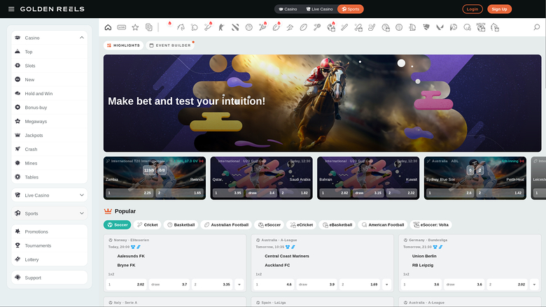 Golden Reels Casino Desktop Sports
