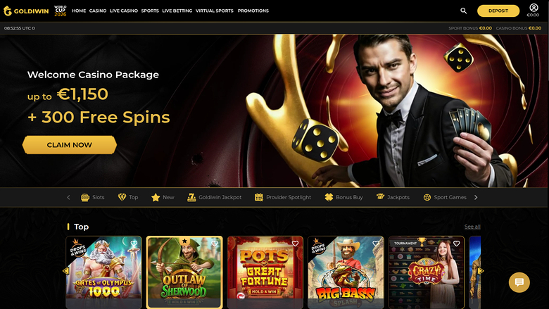 GoldiWin Casino Desktop Homepage