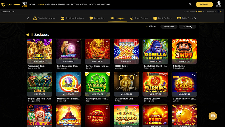 GoldiWin Casino Desktop jackpot