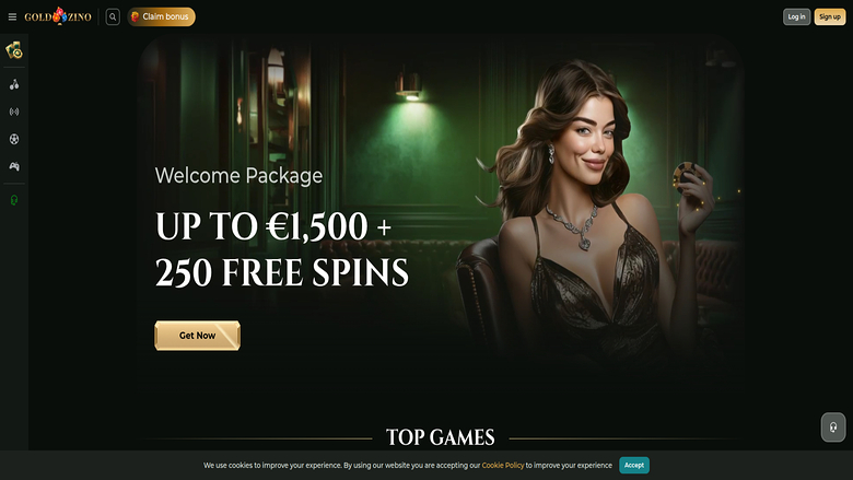 Goldzino Casino Homepage Desktop