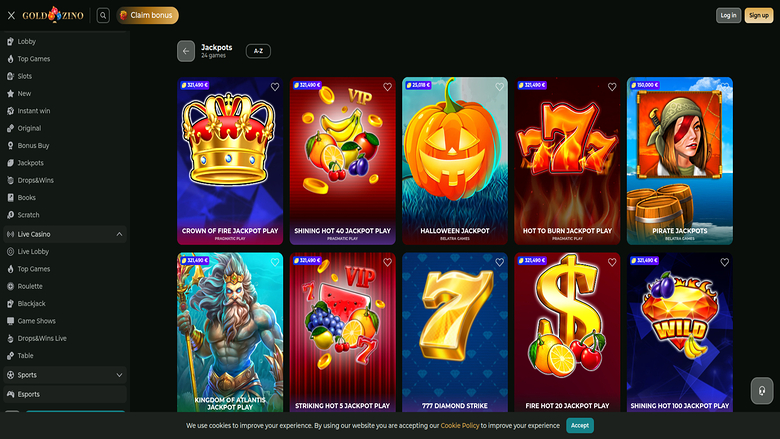 Goldzino Casino Jackpot Desktop