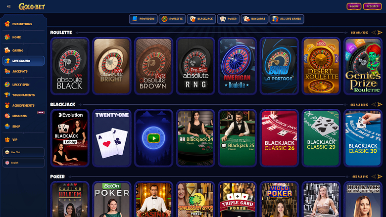 Golobet Casino Desktop Live Dealer