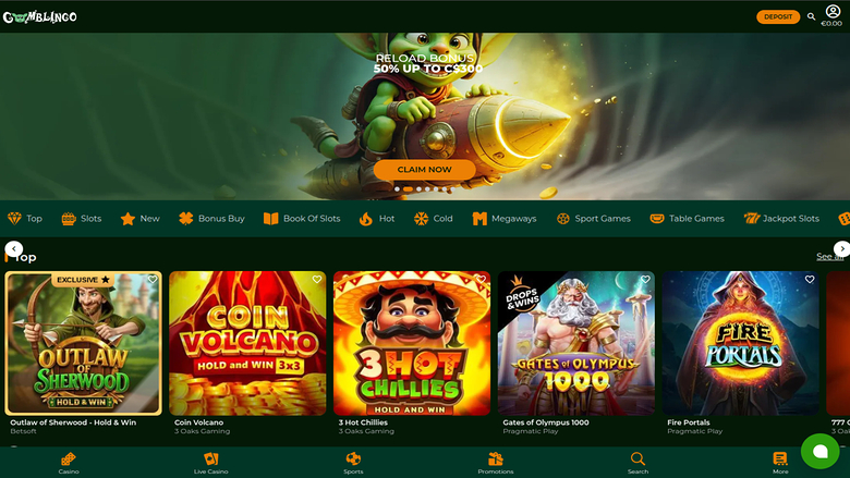 Gomblingo Casino Desktop Homepage