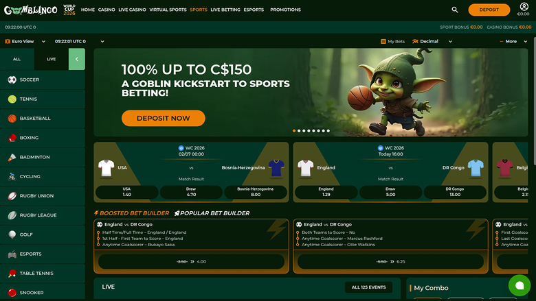 Gomblingo Casino Desktop Sports
