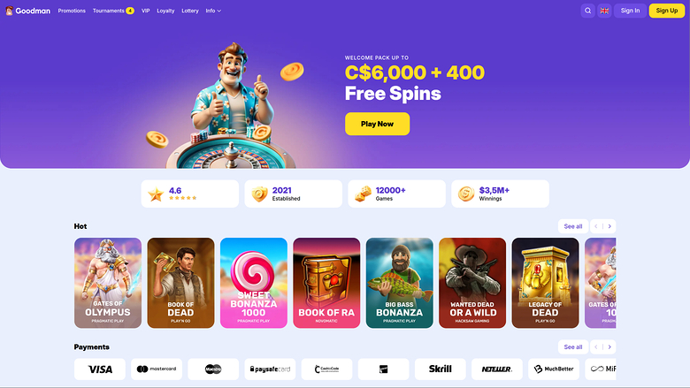 Goodman Casino Desktop Homepage