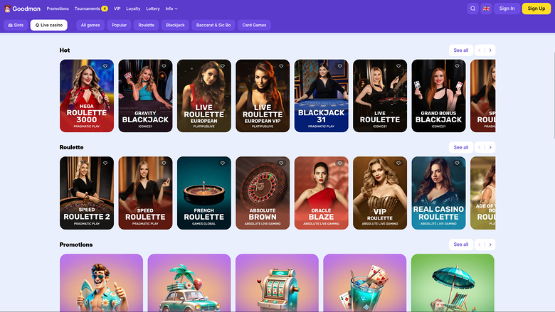 Goodman Casino Desktop Live Dealer