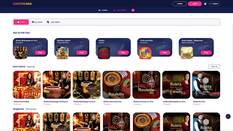 Gratogana Casino Desktop Live dealer