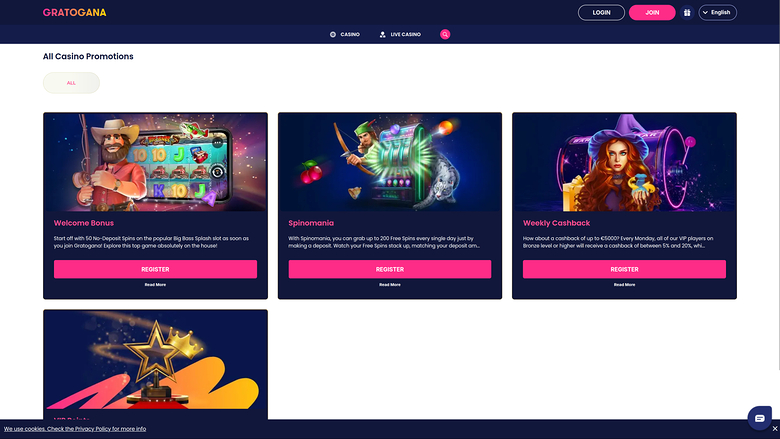 Gratogana Casino Desktop Promotions
