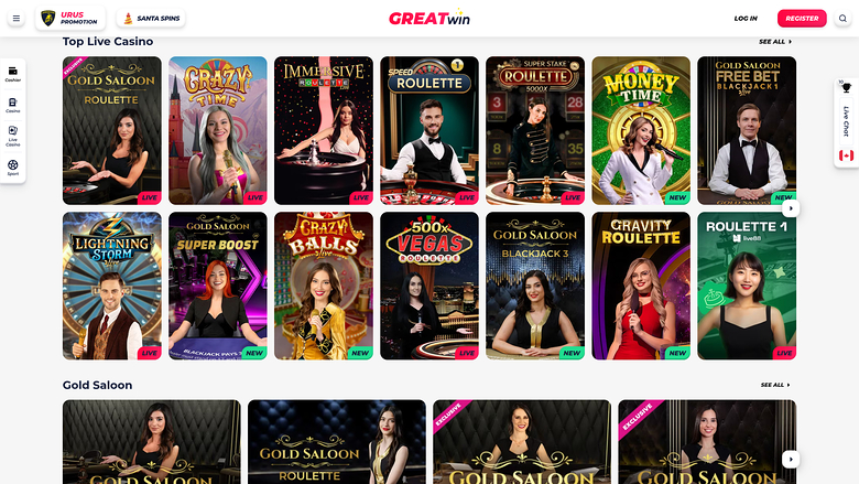 Greatwin Casino Desktop Live dealer