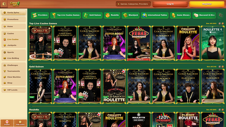 GreenLuck Casino Desktop Live dealer