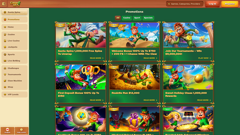 GreenLuck Casino Desktop Promotions