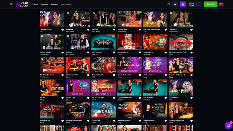 Hash Lucky Casino Desktop Live dealer