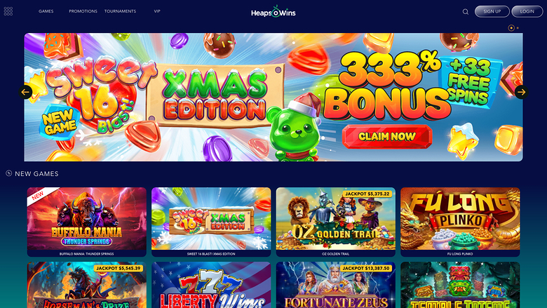 Heaps O Wins Casino Desktop Homepage