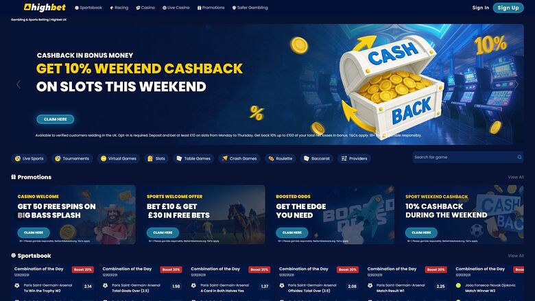 High Bet Casino Desktop Image Homepage
