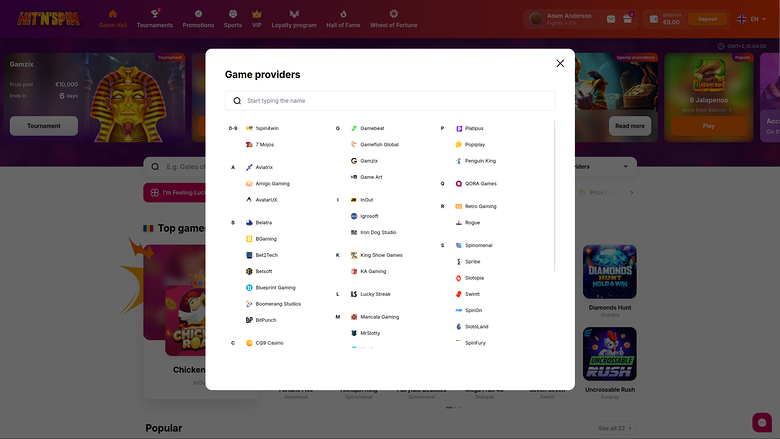 Hitnspin Casino Desktop Game Developers