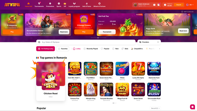Hitnspin Casino Desktop Homepage