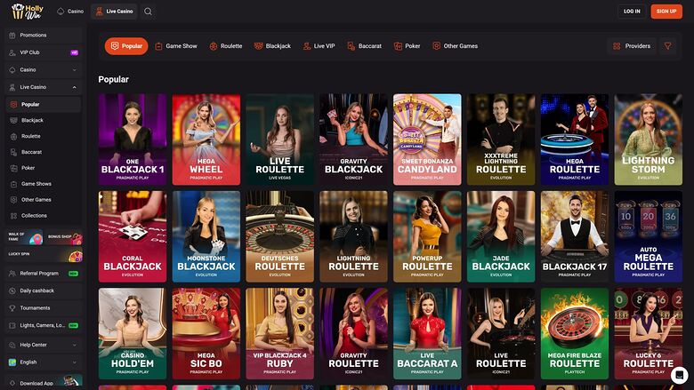 Hollywin Casino Desktop Live Dealer