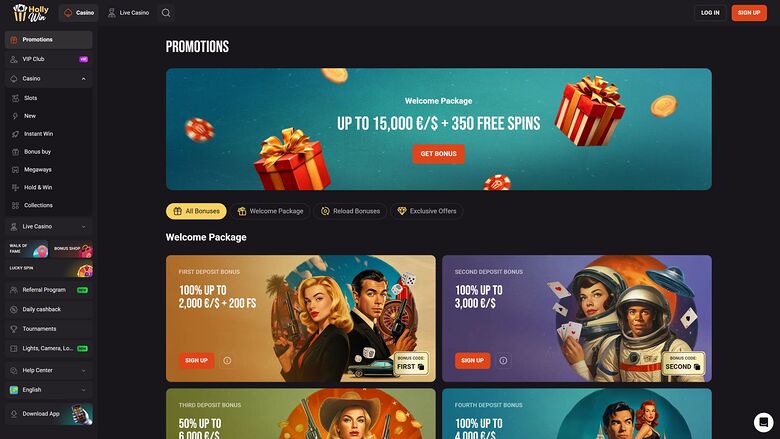 Hollywin Casino Desktop Promotions