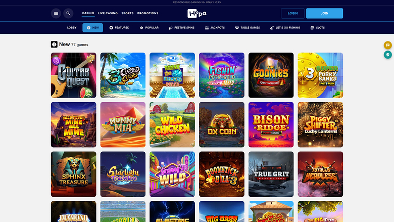 Hopa Casino Games Desktop