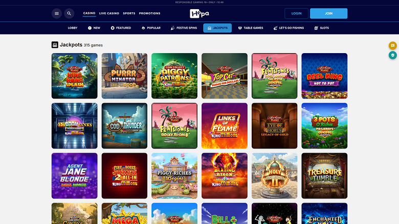 Hopa Casino Jackpot Desktop