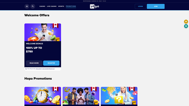 Hopa Casino Promotions Desktop