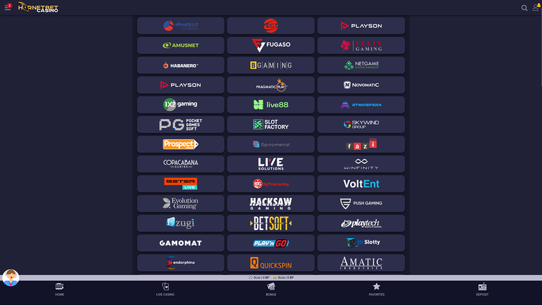 Hornetbet Casino Desktop Game Developers