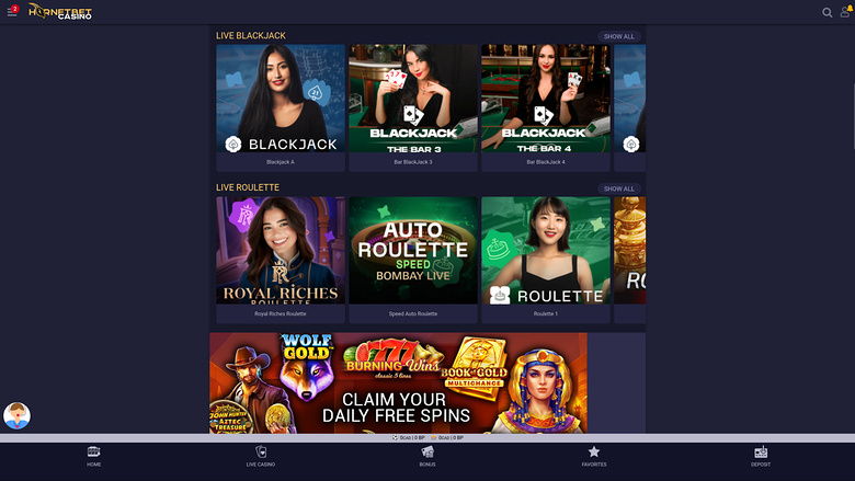 Hornetbet Casino Desktop Live Dealer