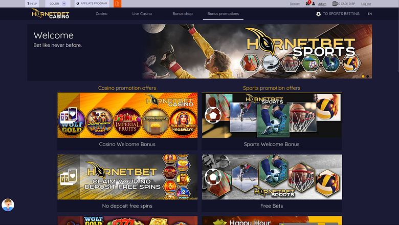 Hornetbet Casino Desktop Promotions