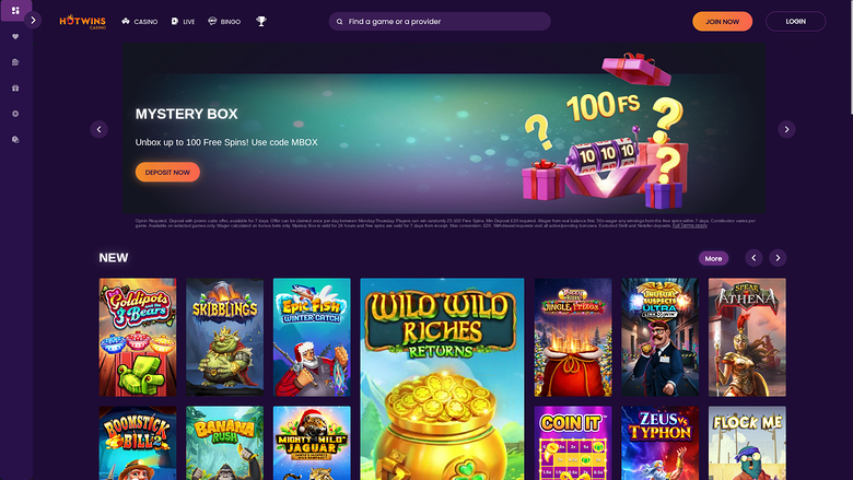 Hotwins Casino Desktop Homepage