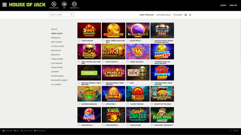 House of Jack Casino Desktop Games