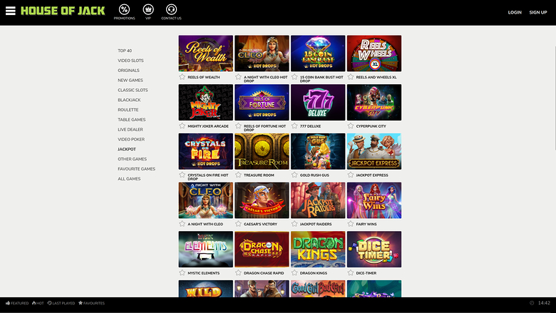 House of Jack Casino Desktop Jackpot