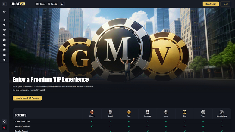 HugeWin Casino Desktop VIP