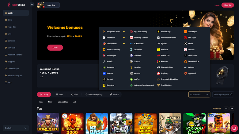Hype Casino Game Developers Desktop
