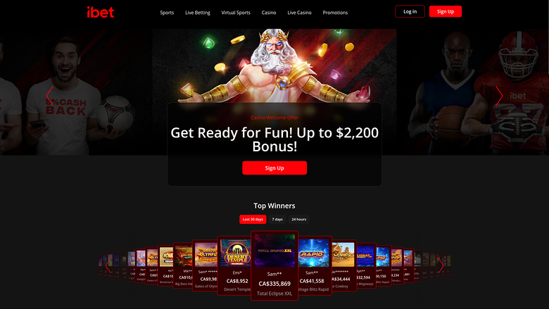 iBet Casino Desktop Homepage