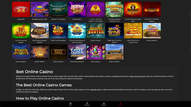 iBet Casino Desktop Jackpot