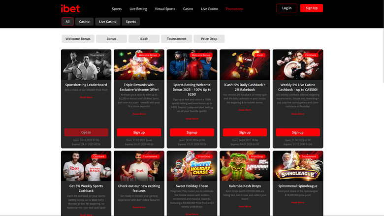 iBet Casino Desktop Promotions