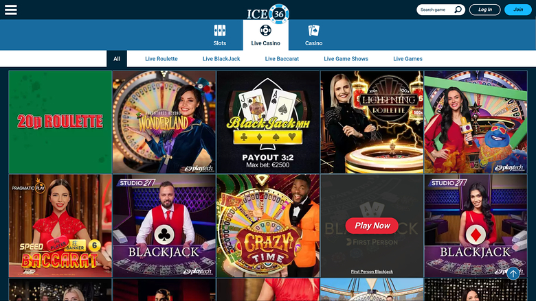 Ice36 Casino Desktop Live Dealer