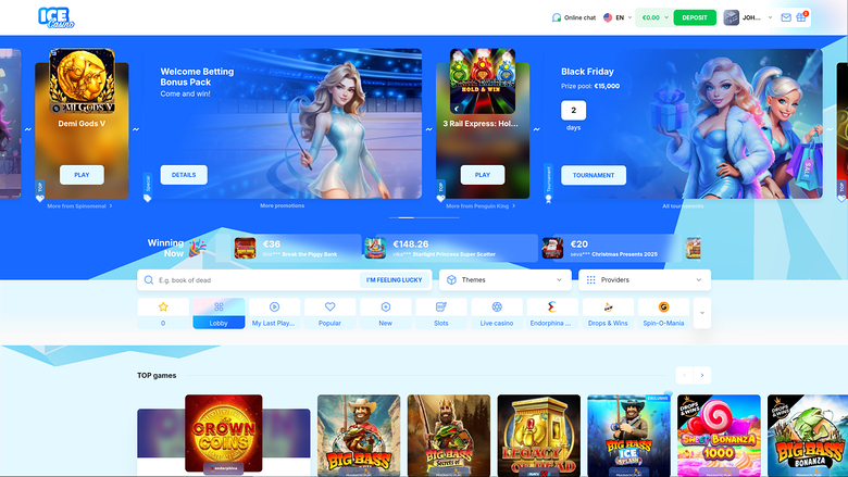 Ice Casino Desktop Homepage