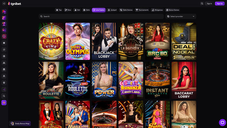 Ignibet Casino Live Dealer Desktop