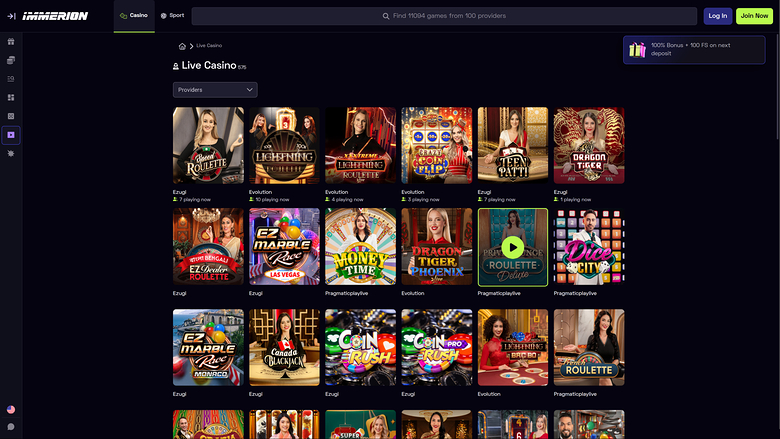 Immerion Casino Desktop Live Dealer