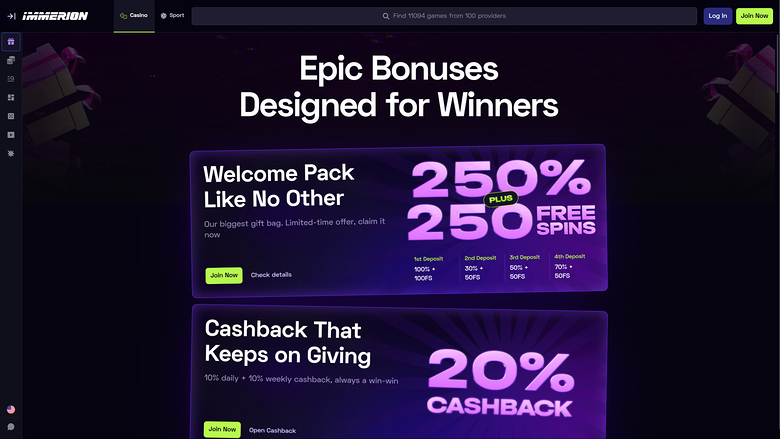 Immerion Casino Desktop Promotions